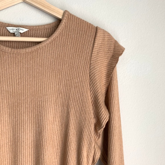 Lucky Brand Ribbed Ruffle Long Sleeve Shirt - Picture 4 of 7